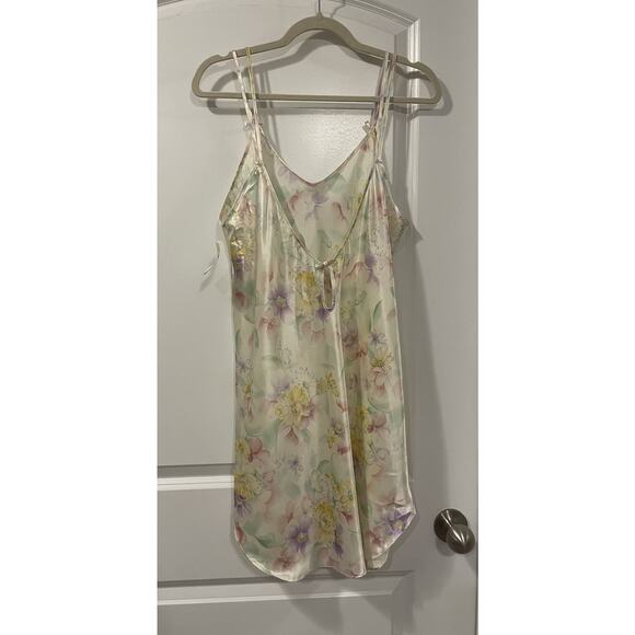 VTG NWT JC Penney Babydoll Nightgown 90s Floral Pastels Cream Satin Nightgown LG - Picture 2 of 7